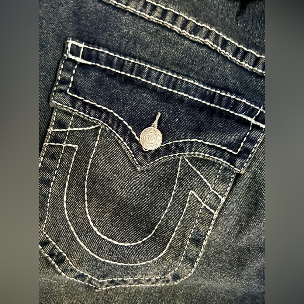 TRUE RELIGION RICKY BIG T FLAP STRAIGHT DARK SMOKY WASH MENS SIZE 40X34~NWT - Picture 6 of 10